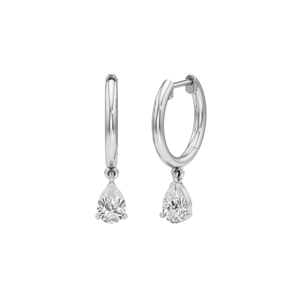 100Ct Pear ShapeHoops Earrings