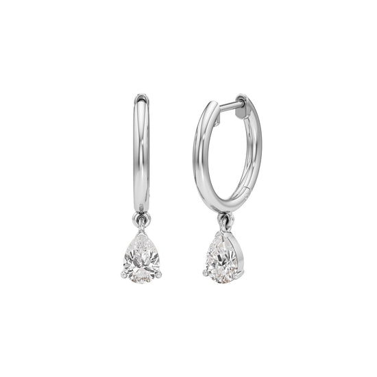 100Ct Pear ShapeHoops Earrings