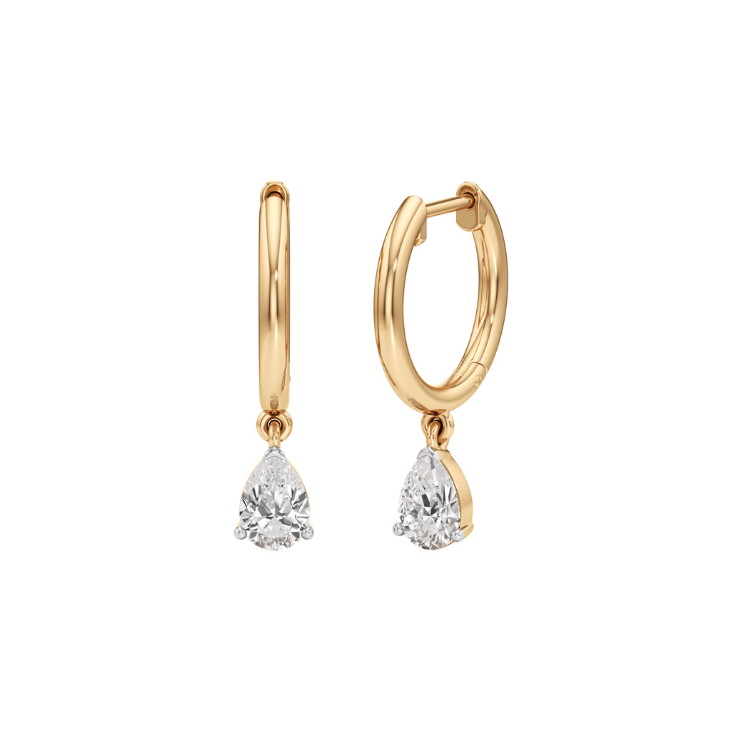 100Ct Pear ShapeHoops Earrings