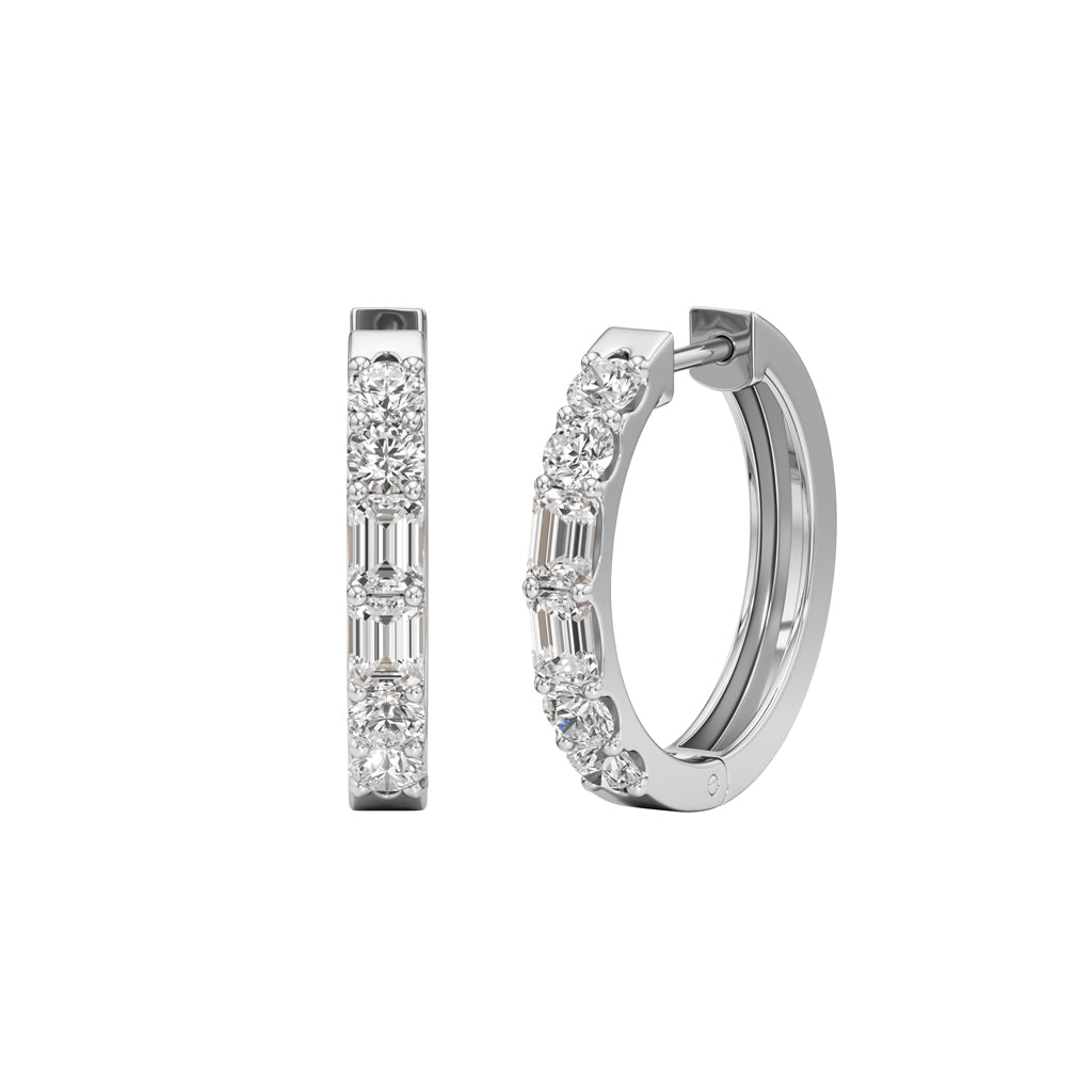 175Ct Emerald Shape Hoops Earrings