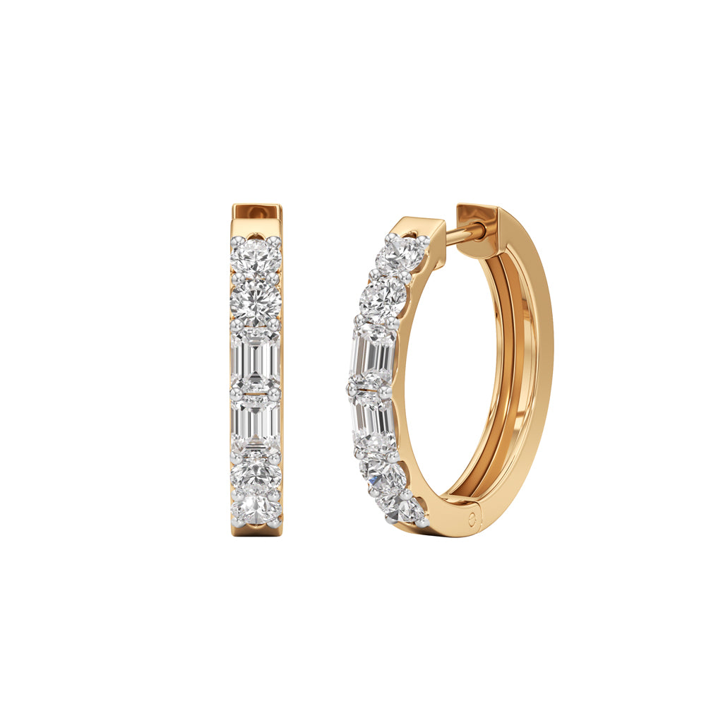 175Ct Emerald Shape Hoops Earrings