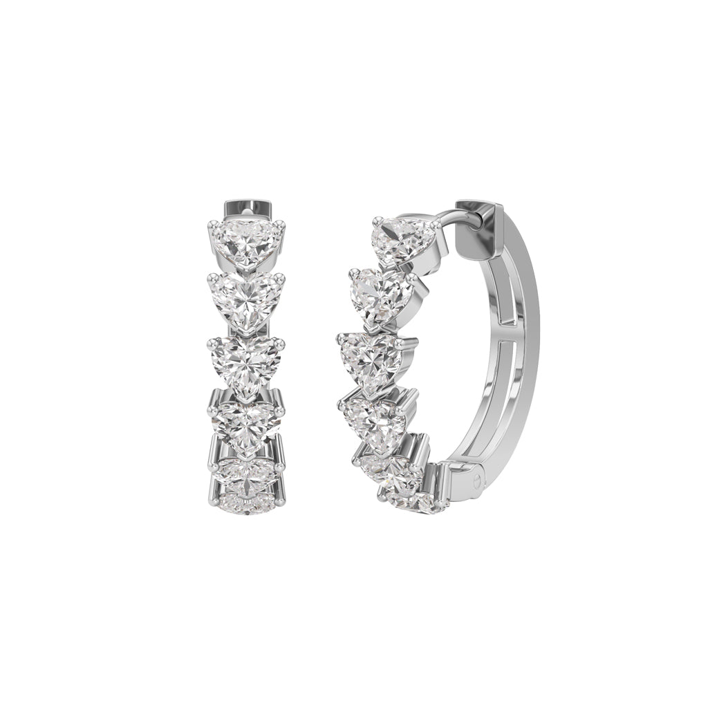 300Ct Heart ShapeHoops Earrings