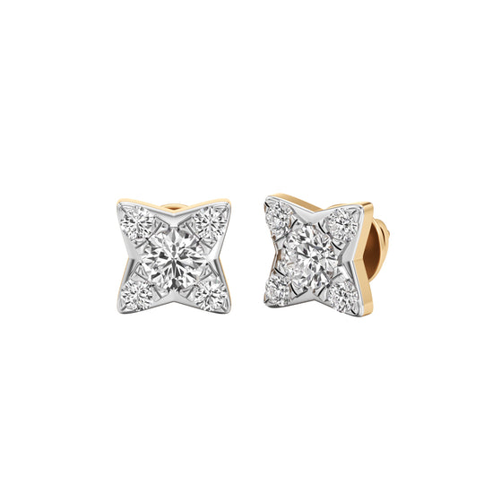 100Ct Round Shape Fancy Studs Earrings