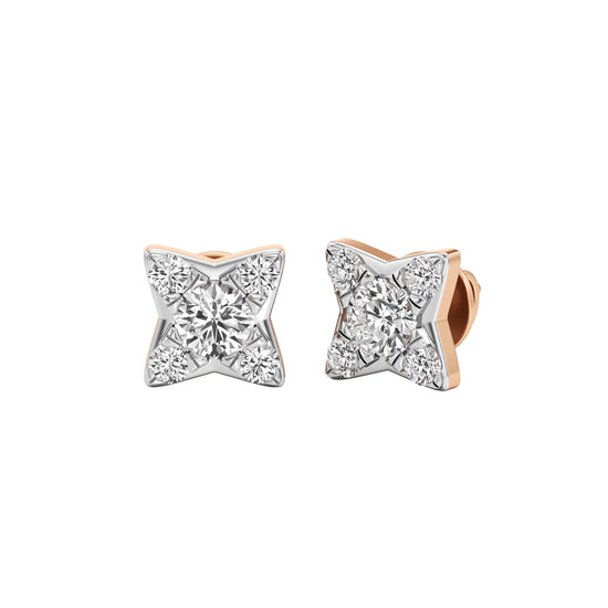 100Ct Round Shape Fancy Studs Earrings