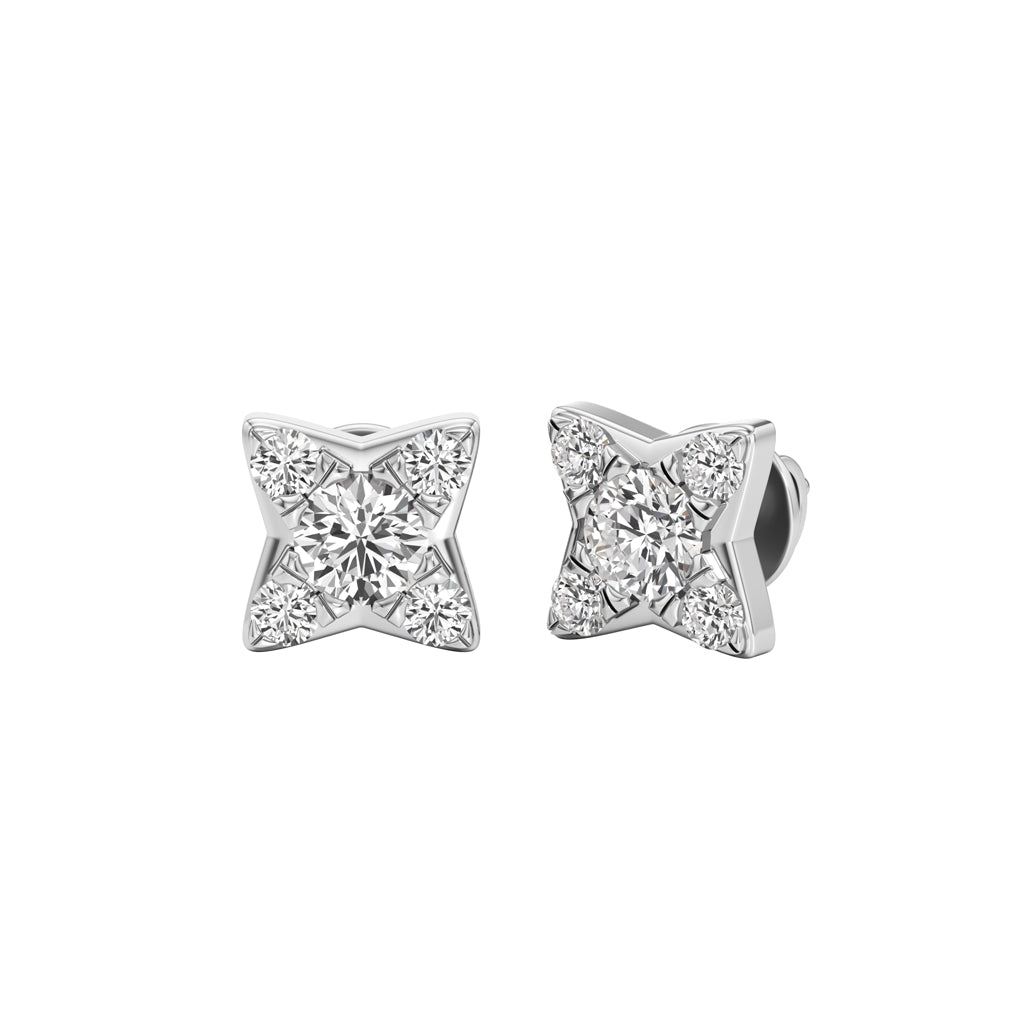 100Ct Round Shape Fancy Studs Earrings