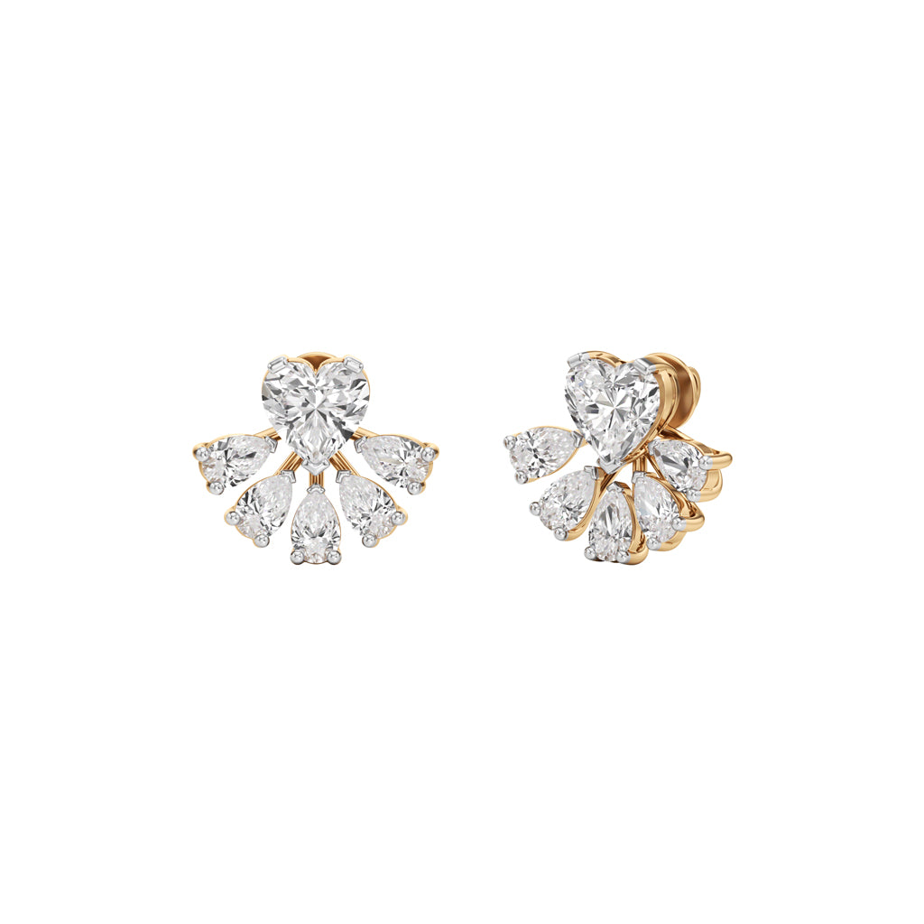650Ct Heart Shape Fancy Studs Earrings