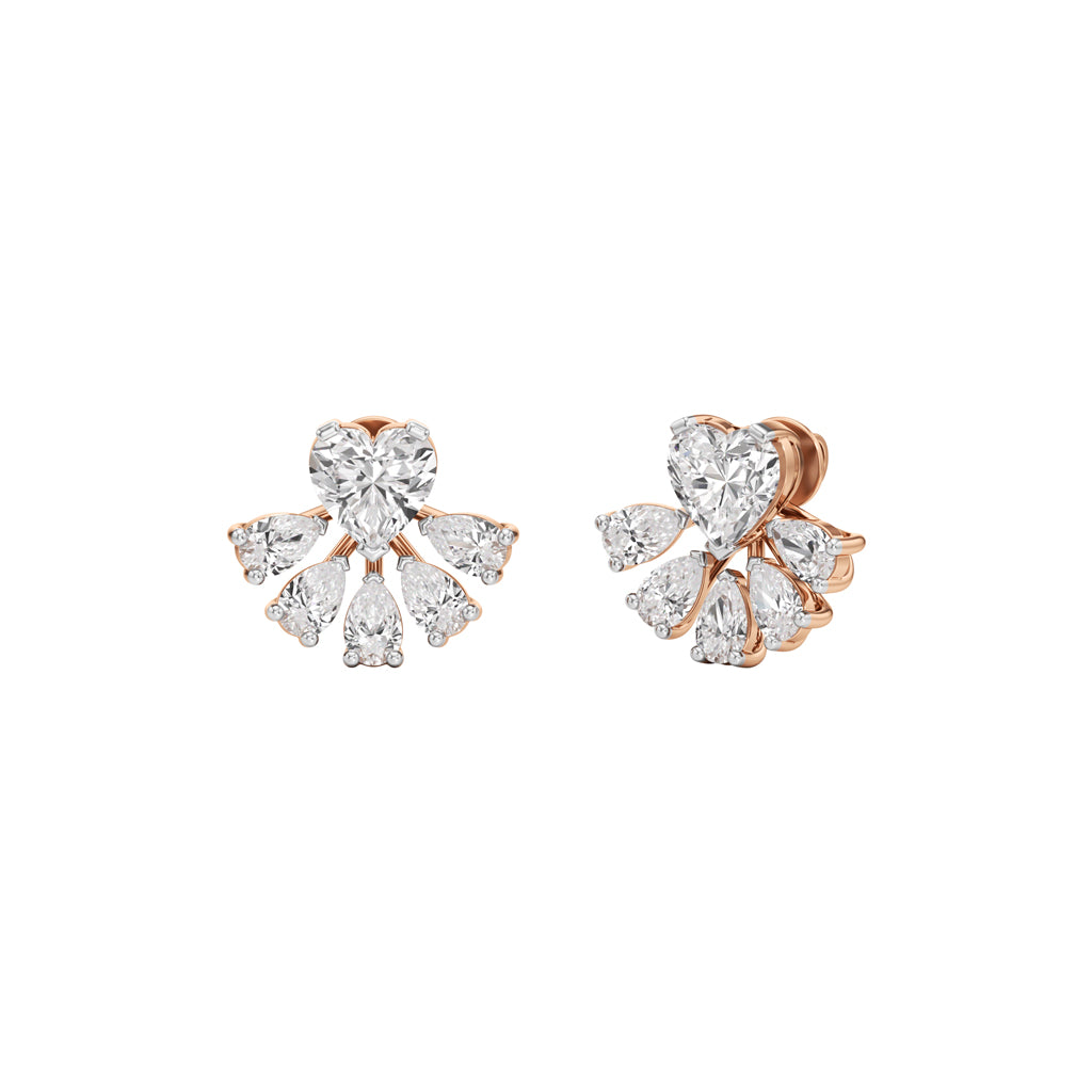 650Ct Heart Shape Fancy Studs Earrings
