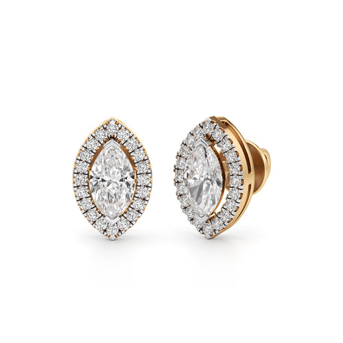 125Ct Halo Stud Diamond Gold Earrings