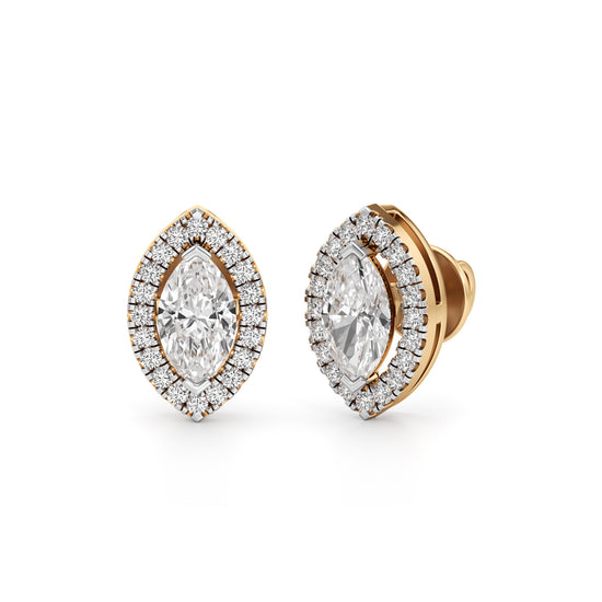 125Ct Halo Stud Diamond Gold Earrings