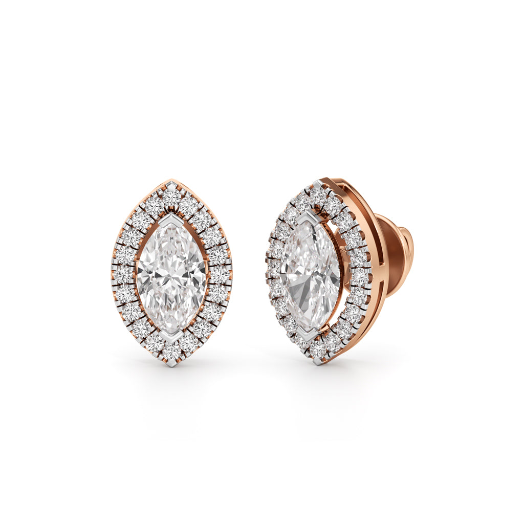 125Ct Halo Stud Diamond Gold Earrings