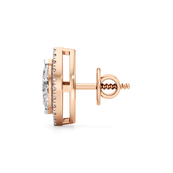 125Ct Halo Stud Diamond Gold Earrings