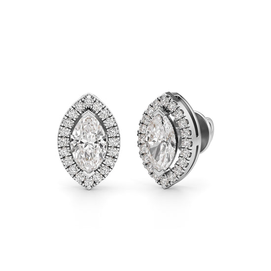 125Ct Halo Stud Diamond Gold Earrings