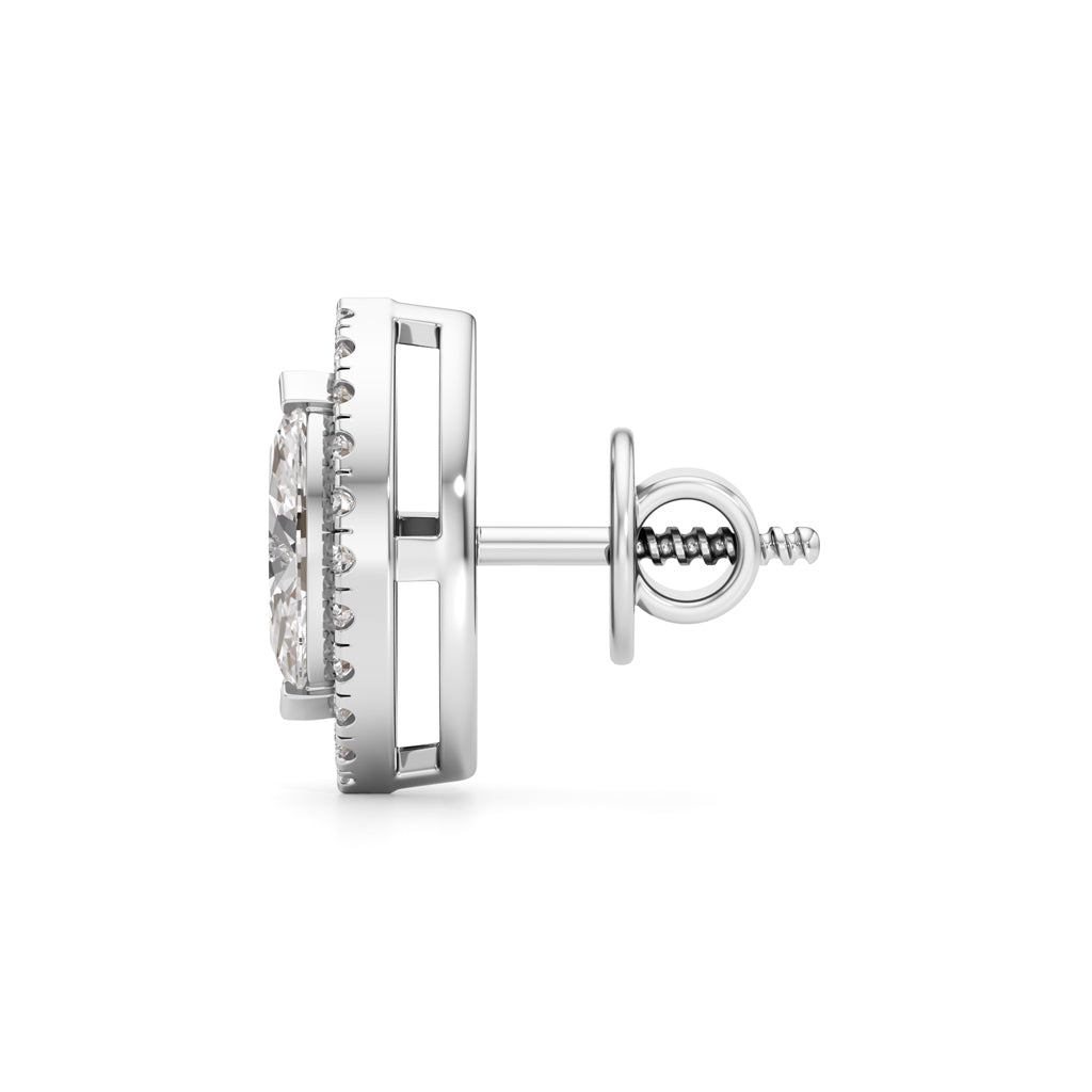 125Ct Halo Stud Diamond Gold Earrings