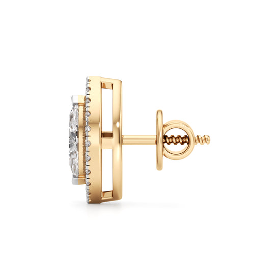 125Ct Halo Stud Diamond Gold Earrings