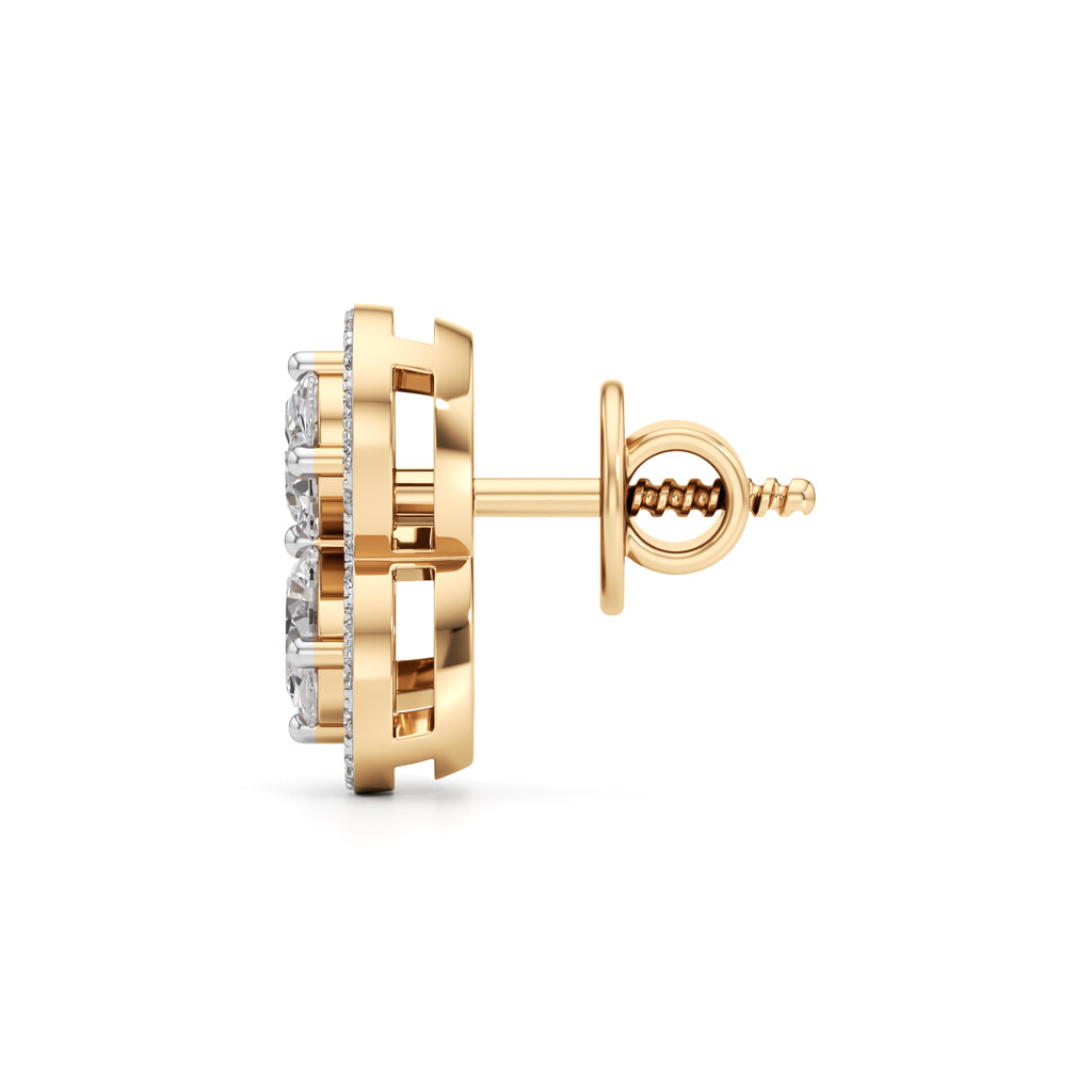 150Ct Fancy Stud Diamond Gold Earrings