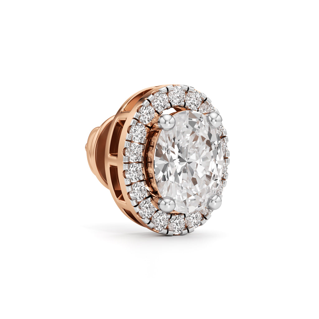 175CT Oval Halo Diamond Stud Earrings