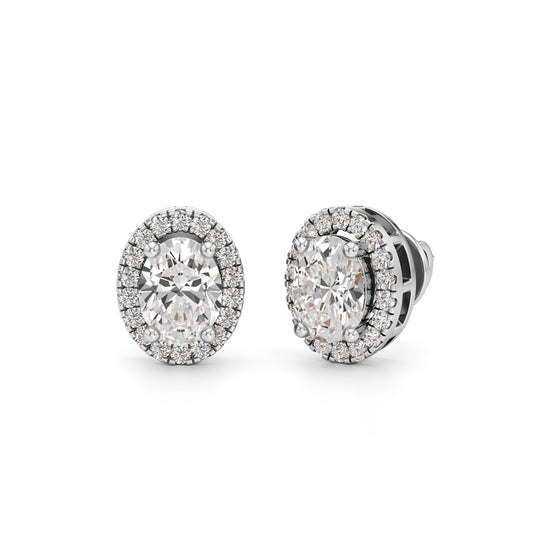 175CT Oval Halo Diamond Stud Earrings