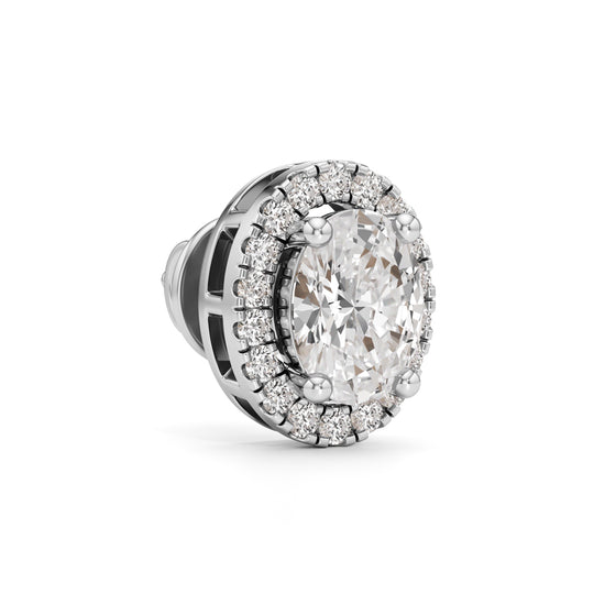 175CT Oval Halo Diamond Stud Earrings