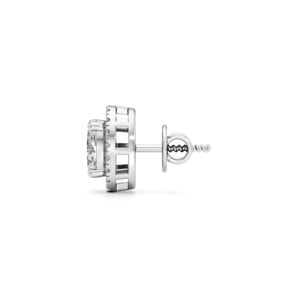 175CT Oval Halo Diamond Stud Earrings