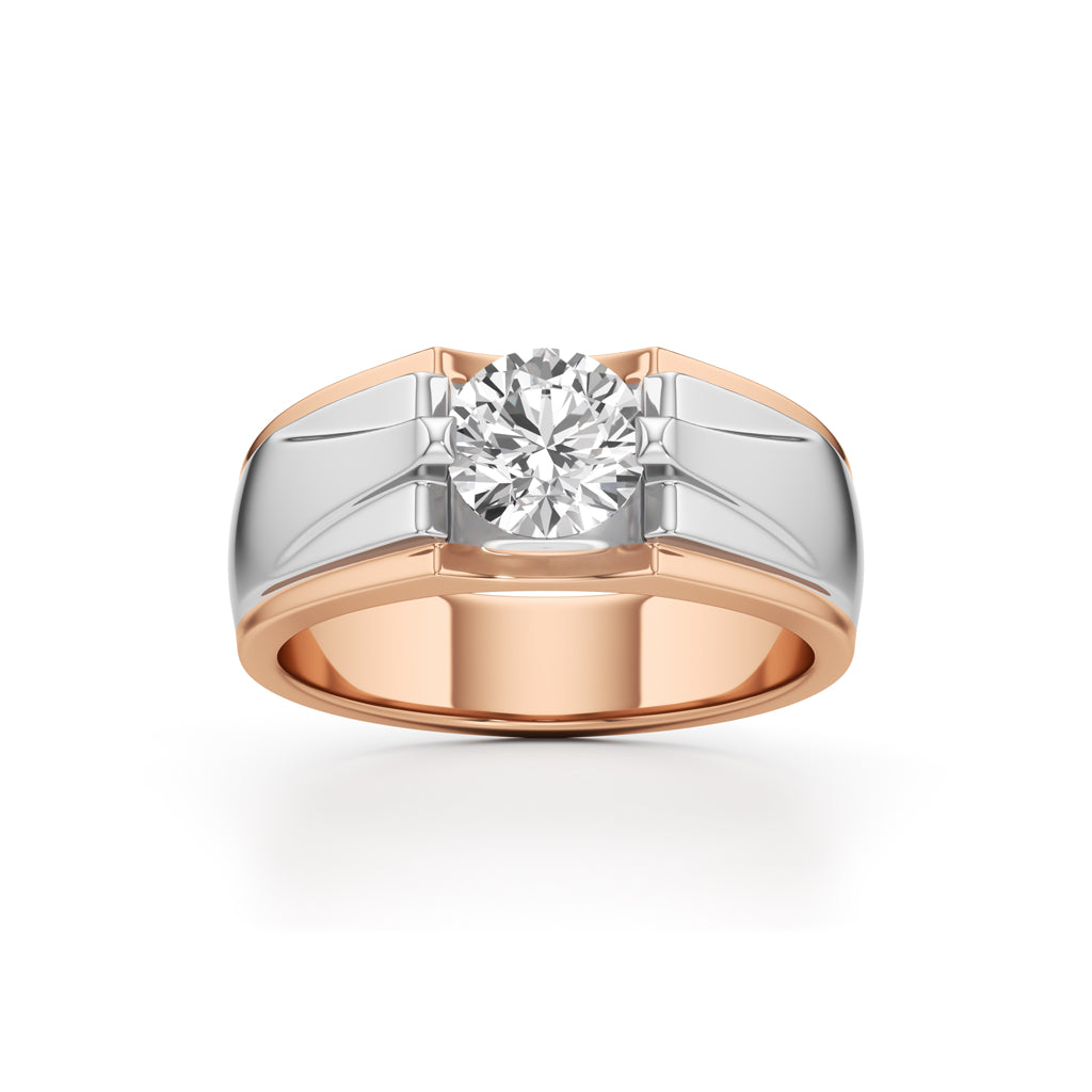 Majestic DualTone Solitaire Diamond Ring for Men