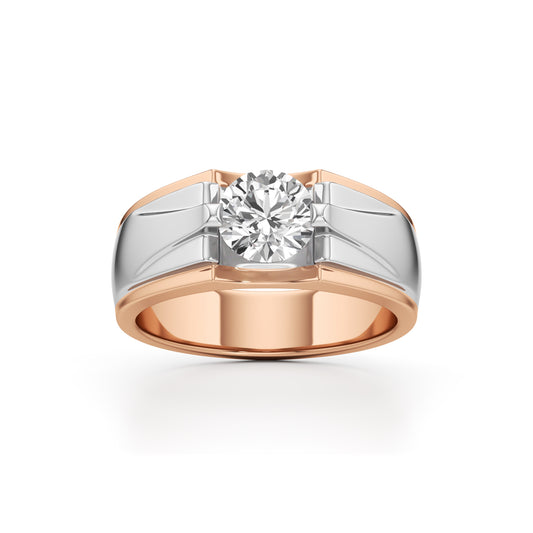 Majestic DualTone Solitaire Diamond Ring for Men