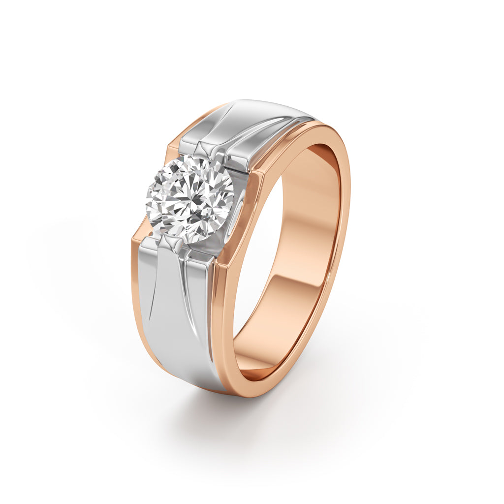 Majestic DualTone Solitaire Diamond Ring for Men