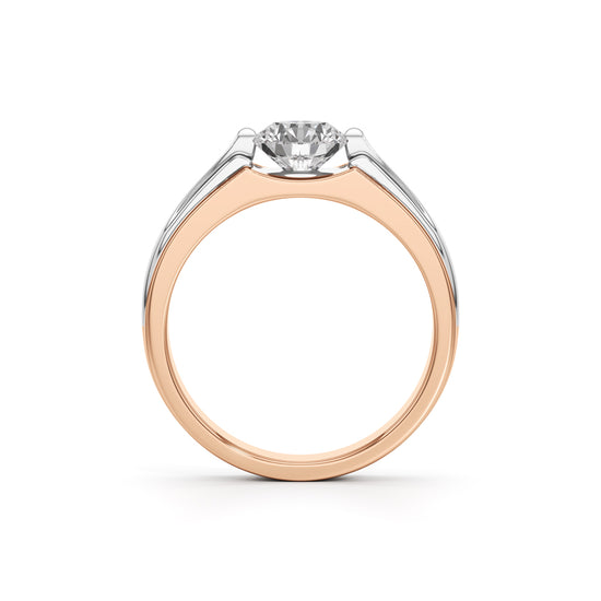 Majestic DualTone Solitaire Diamond Ring for Men