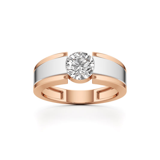 Regal Crest TwoTone Solitaire Diamond Ring for Men