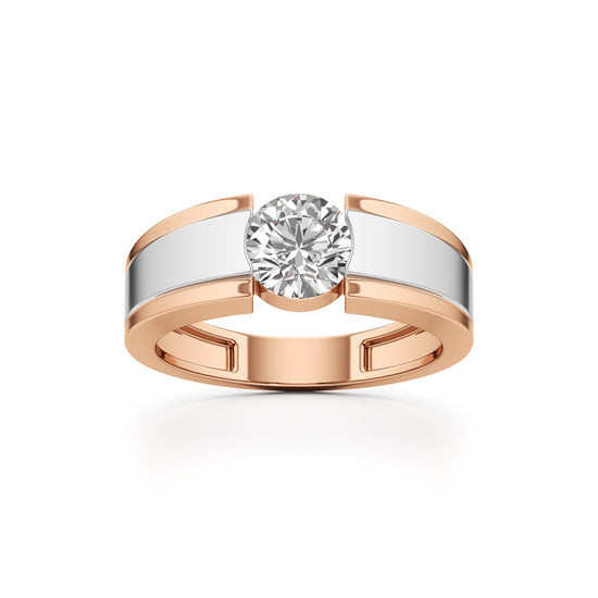 Regal Crest TwoTone Solitaire Diamond Ring for Men