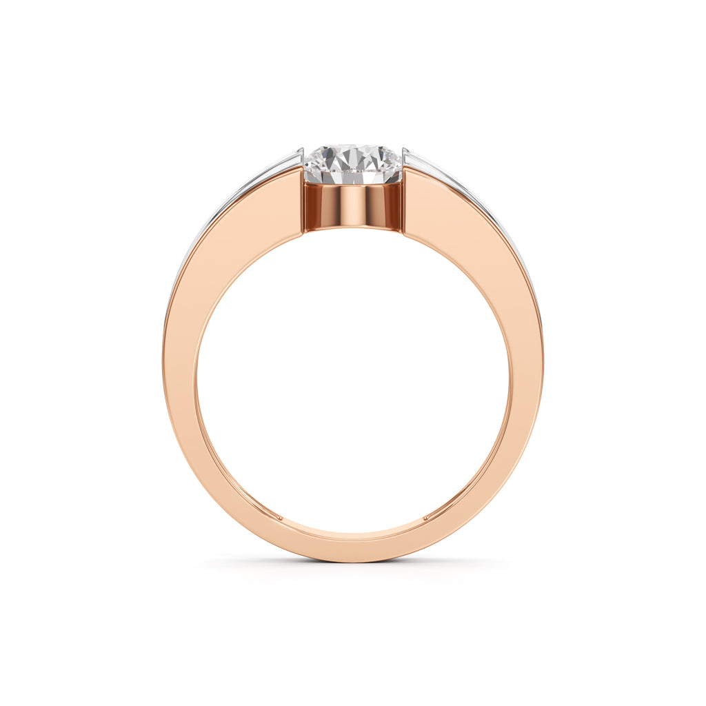 Regal Crest TwoTone Solitaire Diamond Ring for Men