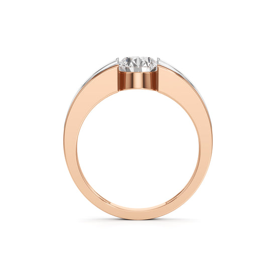 Regal Crest TwoTone Solitaire Diamond Ring for Men