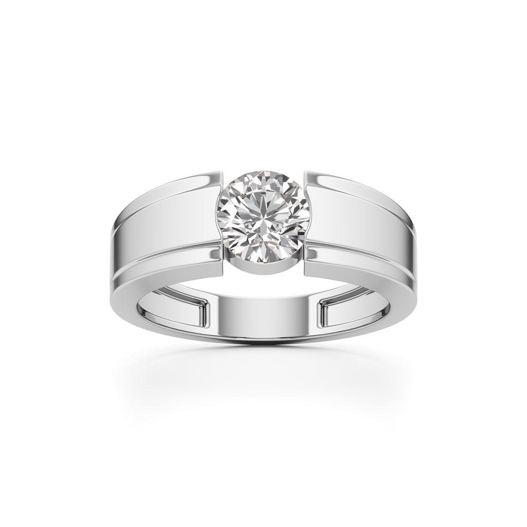 Regal Crest TwoTone Solitaire Diamond Ring for Men