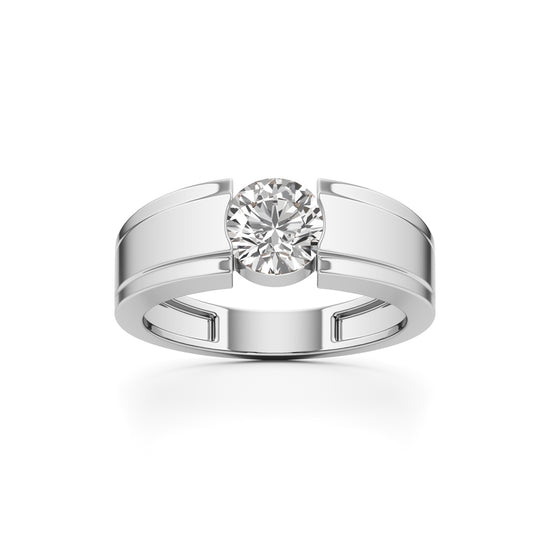 Regal Crest TwoTone Solitaire Diamond Ring for Men