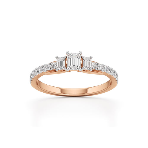 Sidorra 05Ct Surface Emerald Cut Side Stone Ring