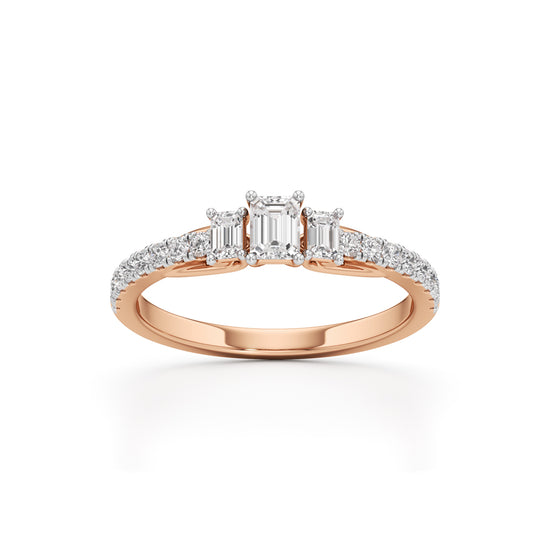 Sidorra 05Ct Surface Emerald Cut Side Stone Ring