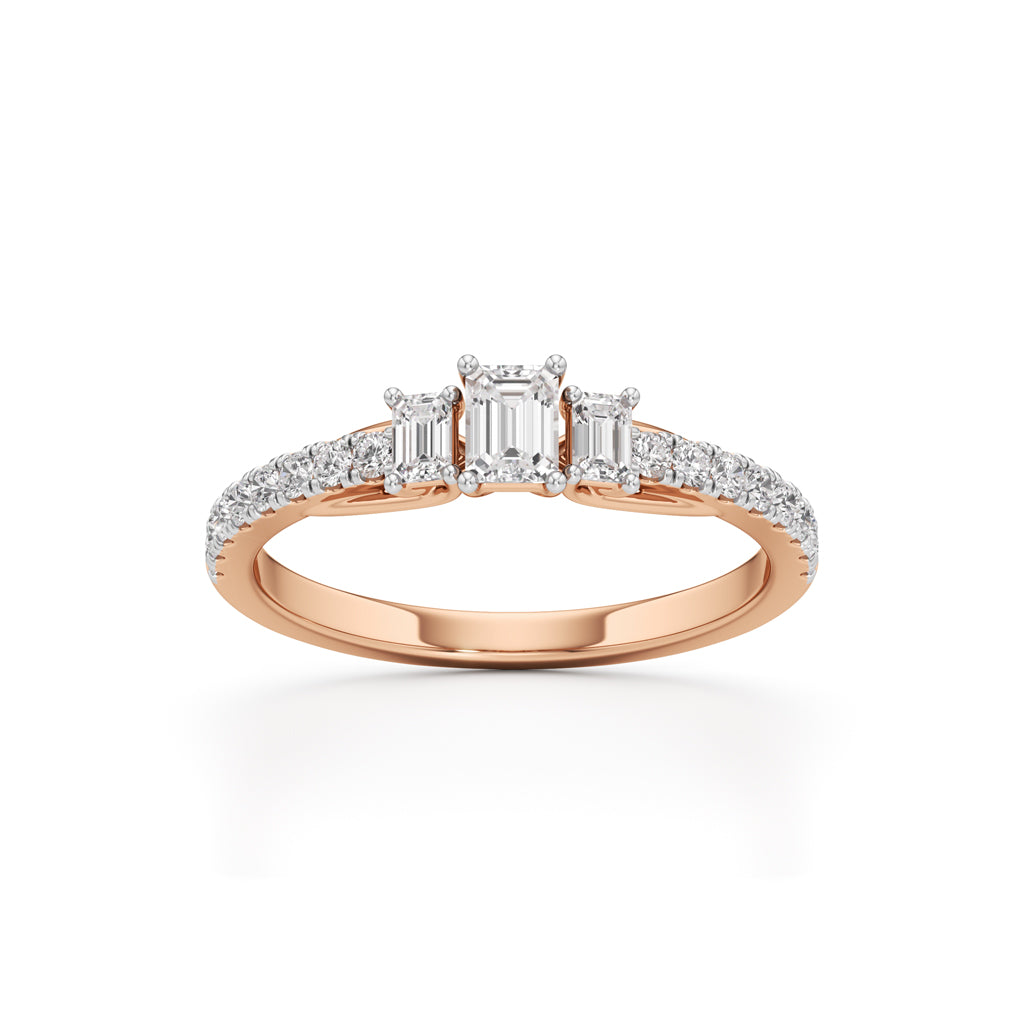 Sidorra 05Ct Surface Emerald Cut Side Stone Ring
