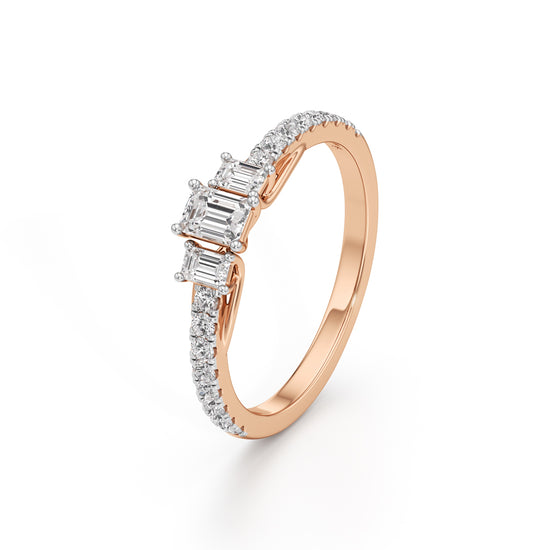 Sidorra 05Ct Surface Emerald Cut Side Stone Ring