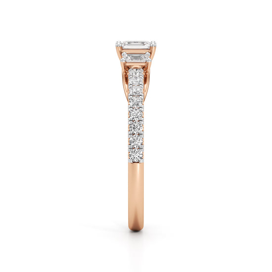 Sidorra 05Ct Surface Emerald Cut Side Stone Ring