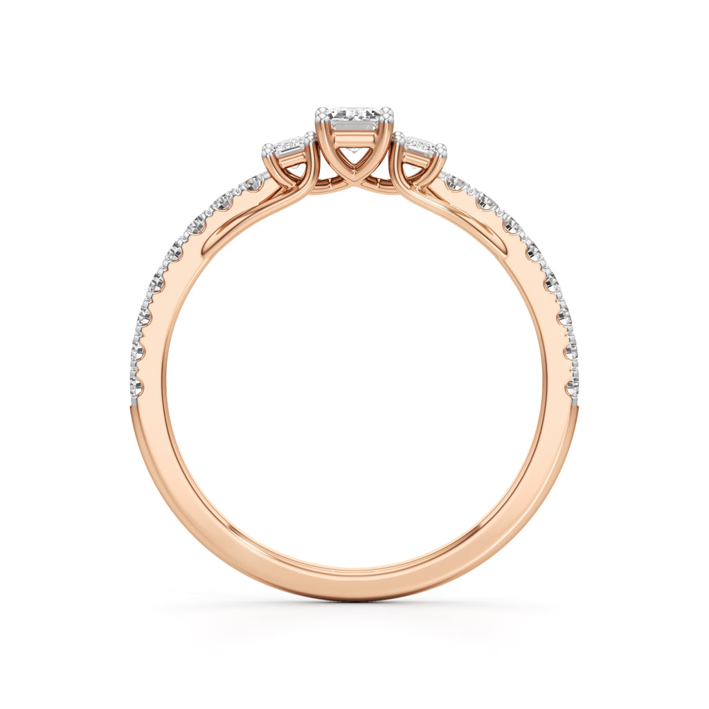 Sidorra 05Ct Surface Emerald Cut Side Stone Ring