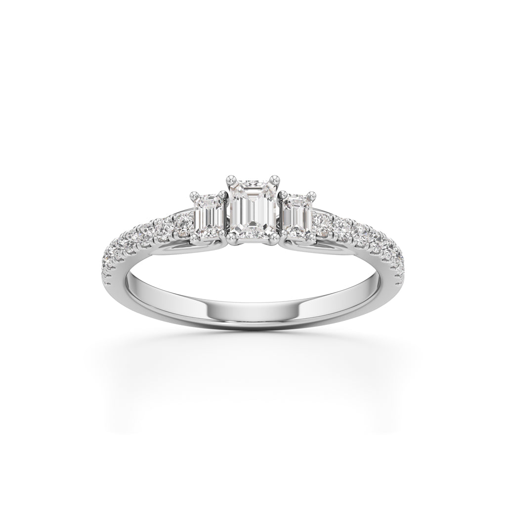 Sidorra 05Ct Surface Emerald Cut Side Stone Ring