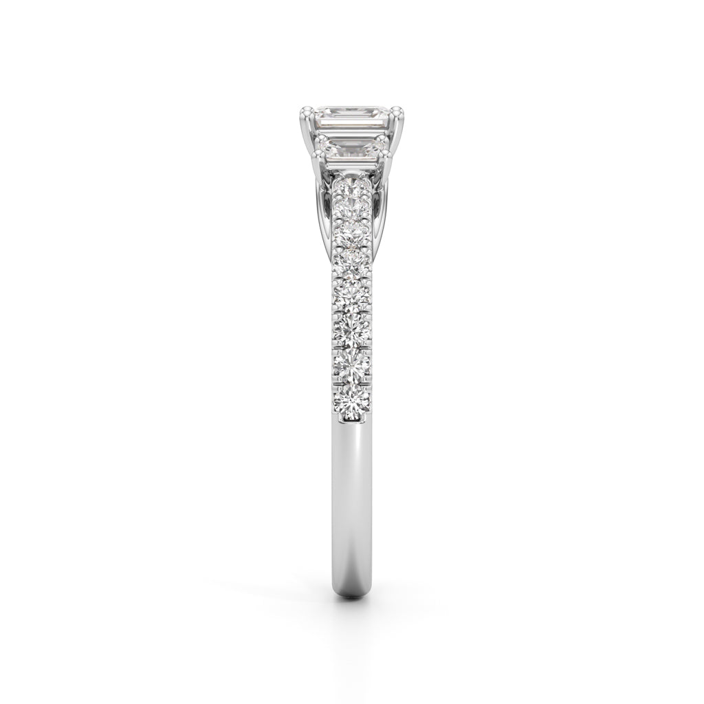 Sidorra 05Ct Surface Emerald Cut Side Stone Ring