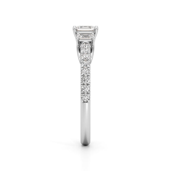 Sidorra 05Ct Surface Emerald Cut Side Stone Ring