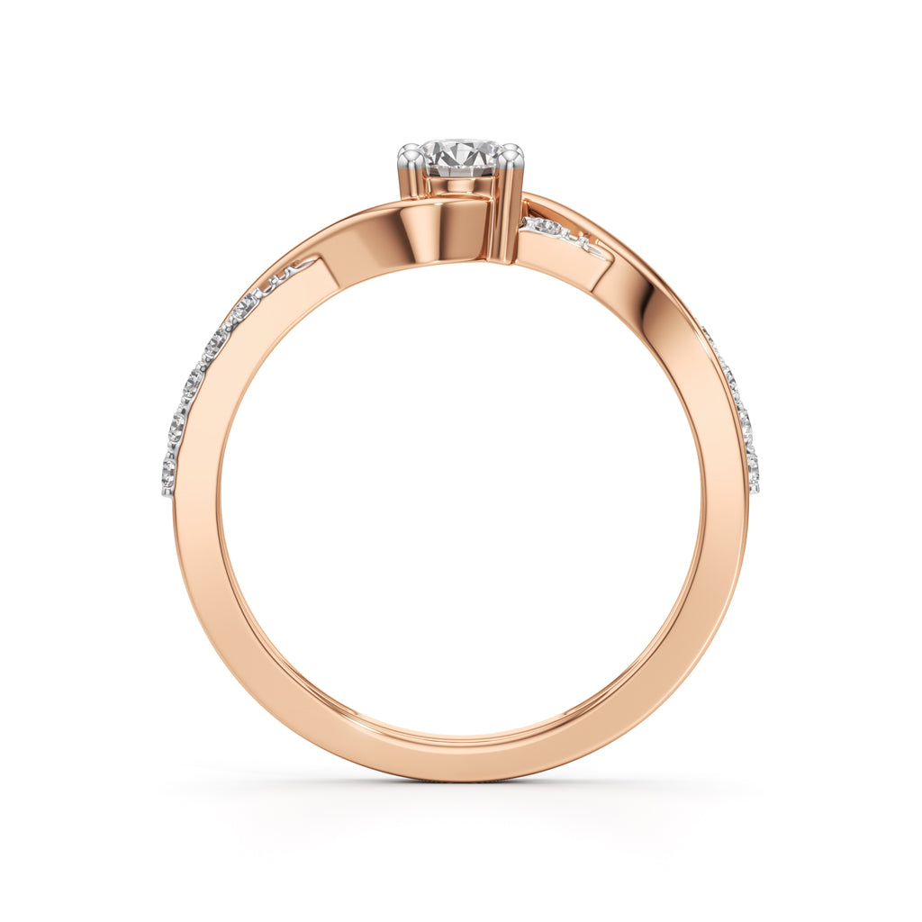 Lumeon Twist Setting Round Cut Side Stone Ring