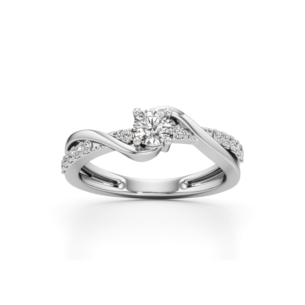 Lumeon Twist Setting Round Cut Side Stone Ring