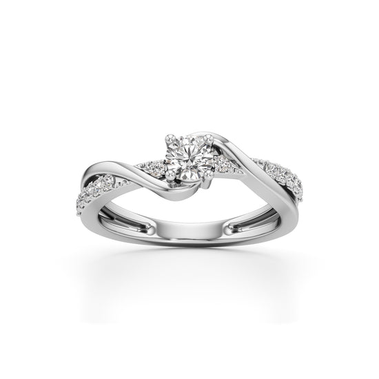 Lumeon Twist Setting Round Cut Side Stone Ring