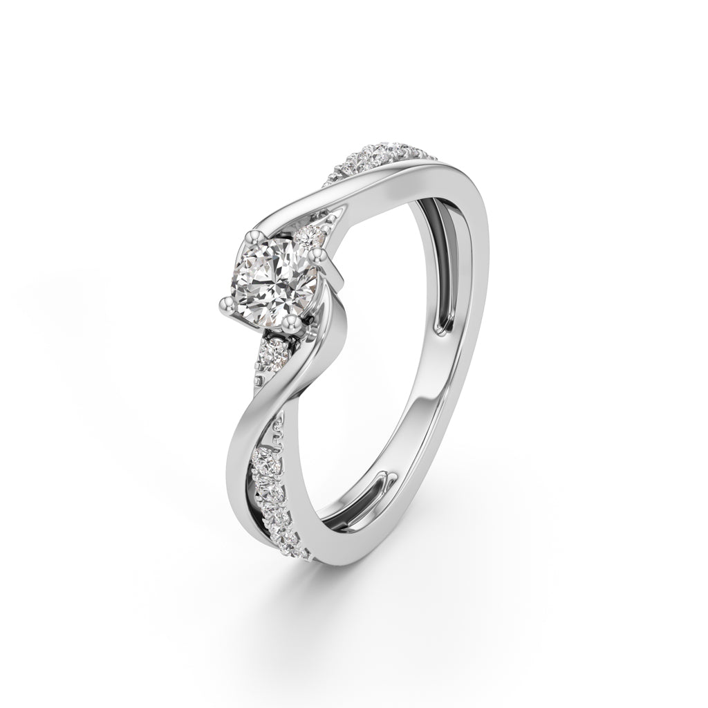 Lumeon Twist Setting Round Cut Side Stone Ring