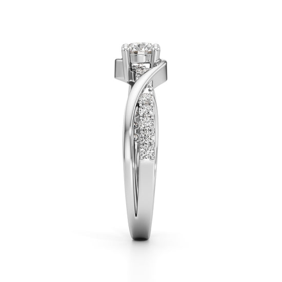 Lumeon Twist Setting Round Cut Side Stone Ring