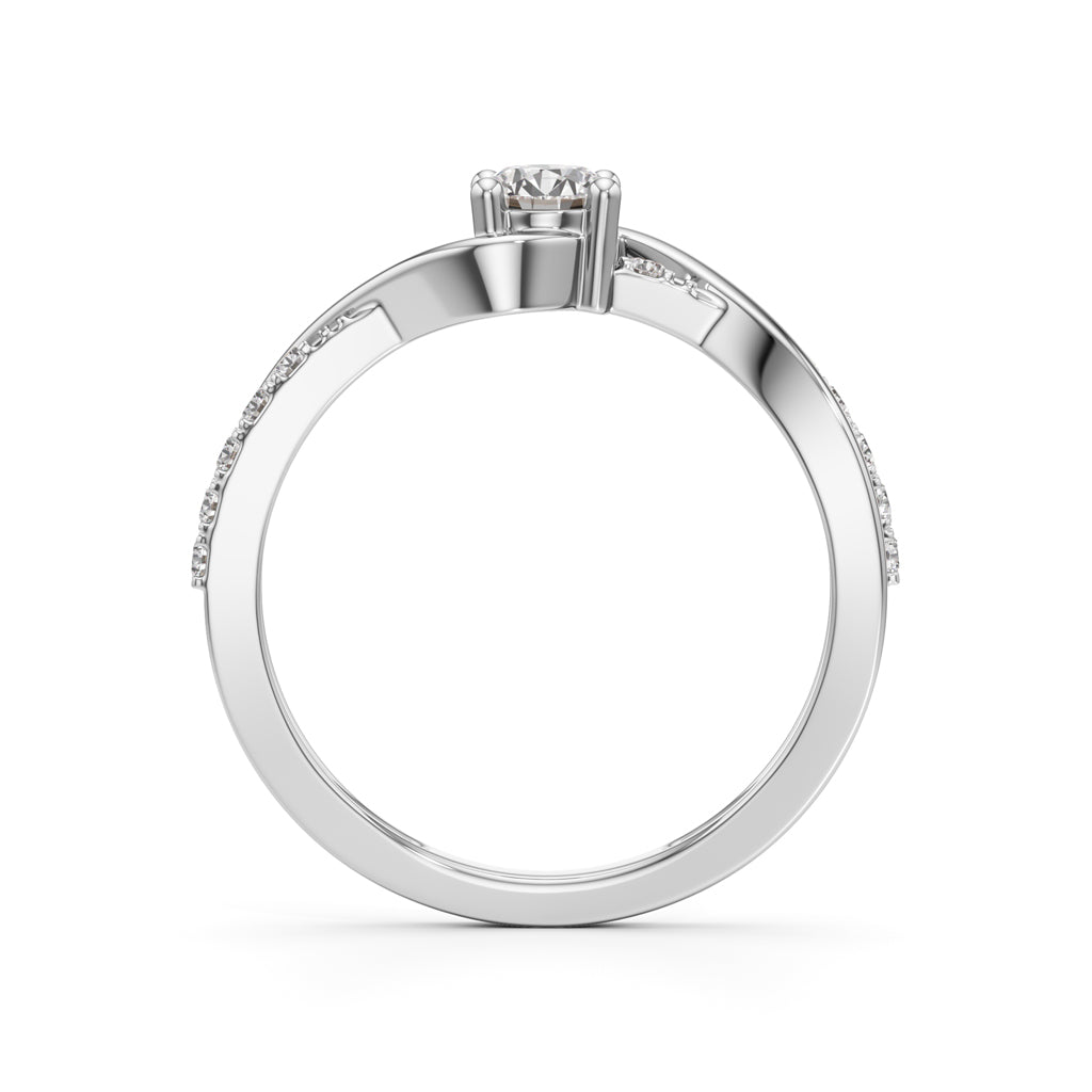 Lumeon Twist Setting Round Cut Side Stone Ring