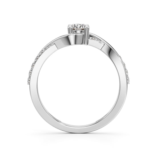 Lumeon Twist Setting Round Cut Side Stone Ring