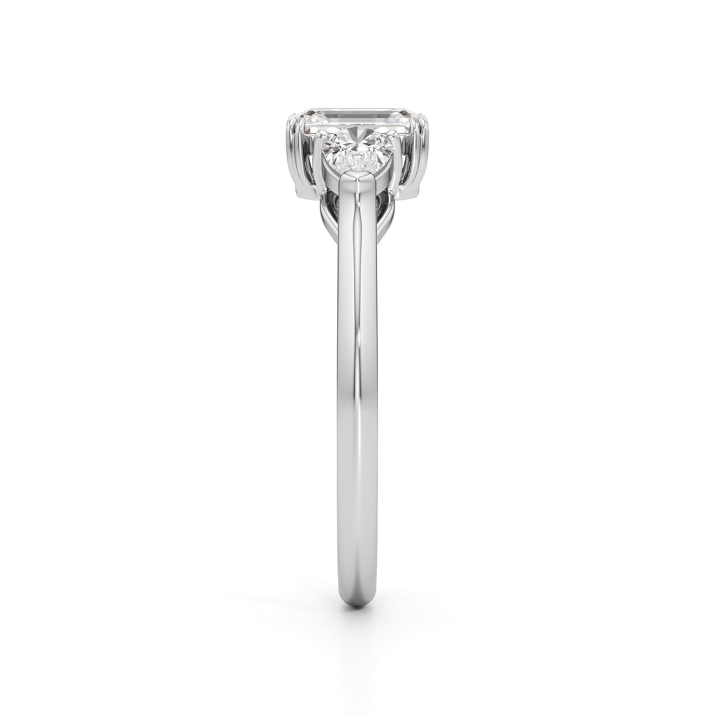 Celestia Emerald  Pear Trio Ring